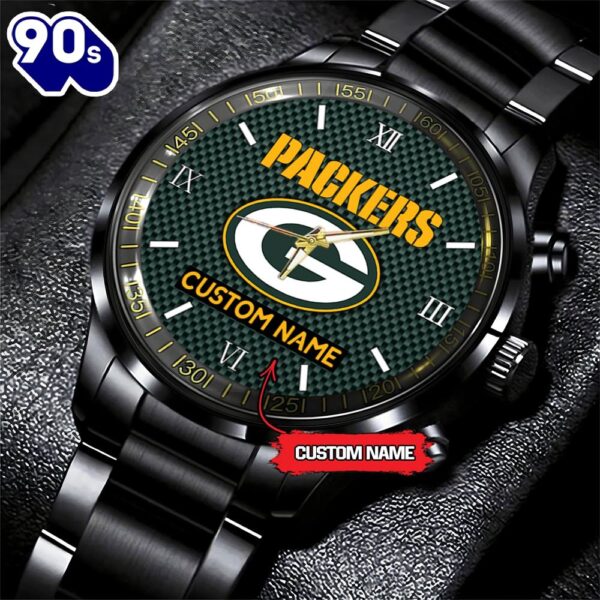 NFL Green Bay Packers Football Game Time Custom Black Fashion Watch