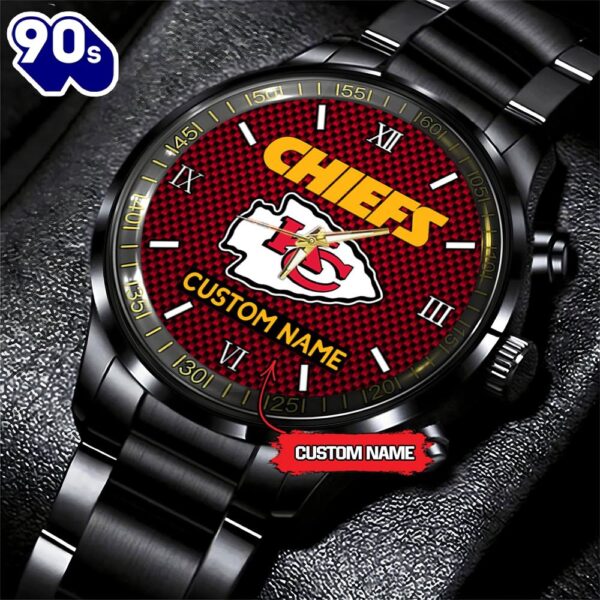 NFL Kansas City Chiefs Football Game Time Custom Black Fashion Watch