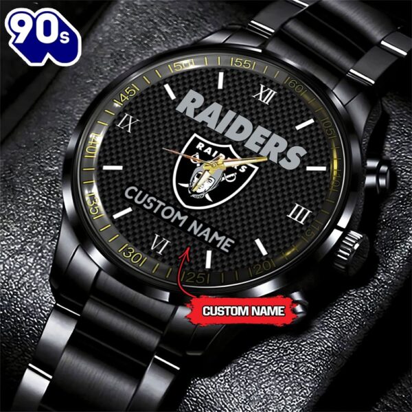 NFL Las Vegas Raiders Football Game Time Custom Black Fashion Watch