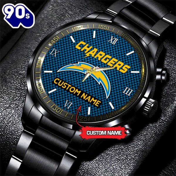 NFL Los Angeles Chargers Football Game Time Custom Black Fashion Watch