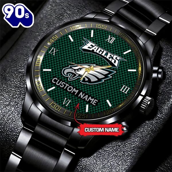 NFL Philadelphia Eagles Football Game Time Custom Black Fashion Watch