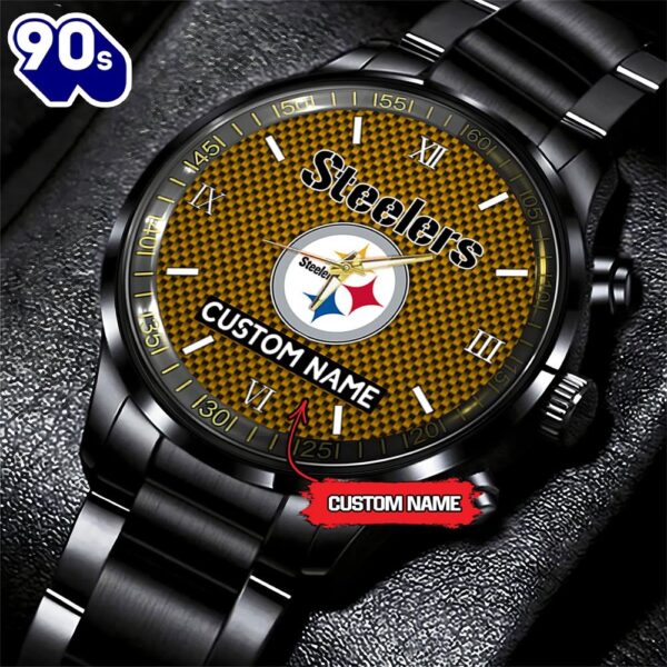 NFL Pittsburgh Steelers Football Game Time Custom Black Fashion Watch