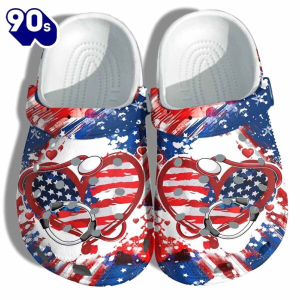 Nurse Life 4Th Of July Shoes Gift Friends -Heart Love Usa America Flag Twinkle Shoes Birthday Day Gift Grandma