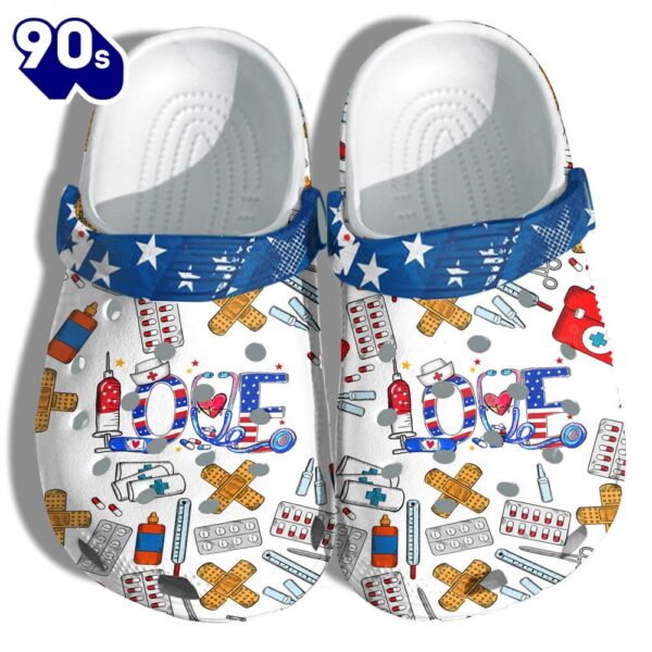 Nurse Love 4Th Of July Shoes Gift Women – Nurses Life Happy Party America Flag Shoes Birthday Gift Mommy
