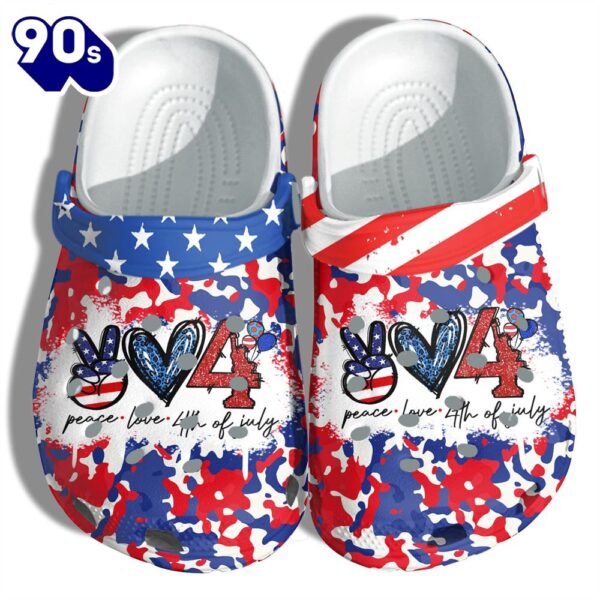 Peace Love 4Th Of July Shoes Gift Women – Heart Love Tie Dye Leopard America Flag Shoes Birthday Gift