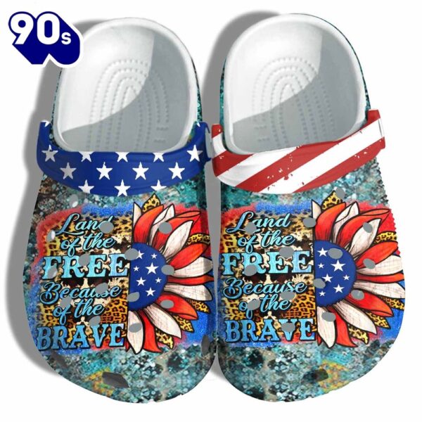 Sunflower Brave 4Th Of July Leopard Shoes Gift Women – Land Of The Free America Flag Proud Shoes Mothers Day Gift