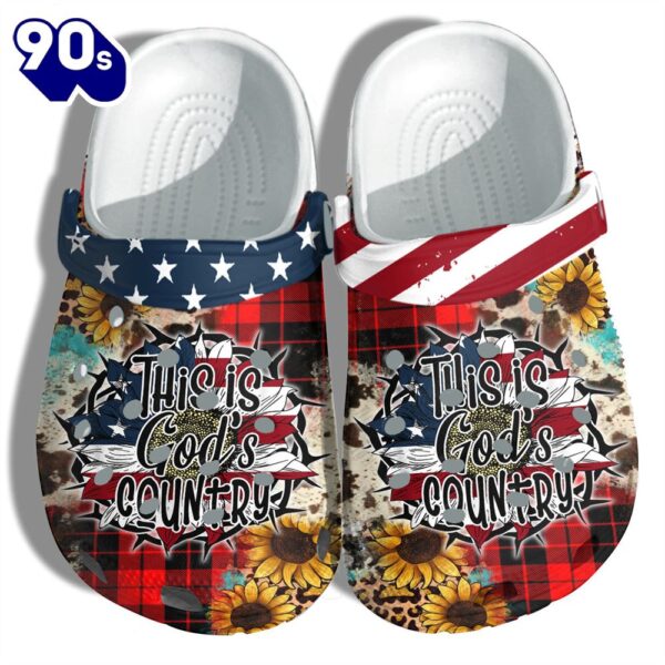 Sunflower Usa America Flag Shoes Gift Women – Leopard This Is Gods Country 4Th Of July Shoes Birthday Gift