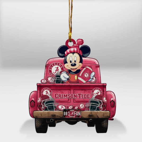 Alabama Crimson Tide Mickey Mouse Christmas Wood Ornament