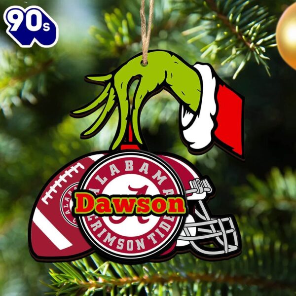 Alabama Crimson Tide Personalized Your Name Grinch And Football Ornament