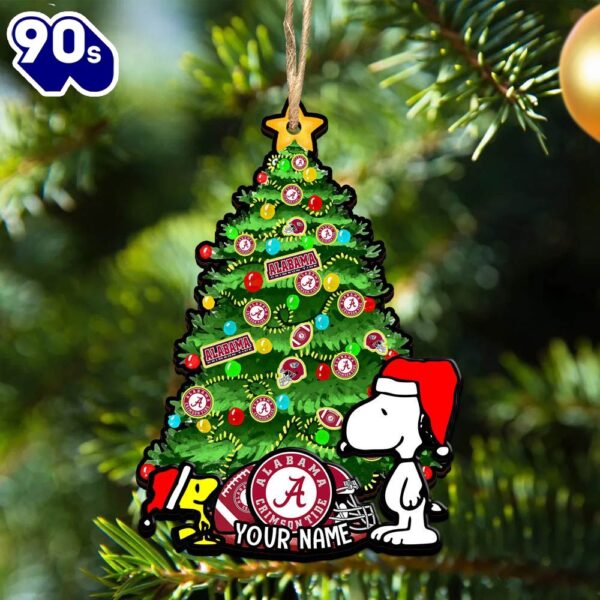 Alabama Crimson Tide Snoopy And NCAA Football Ornament