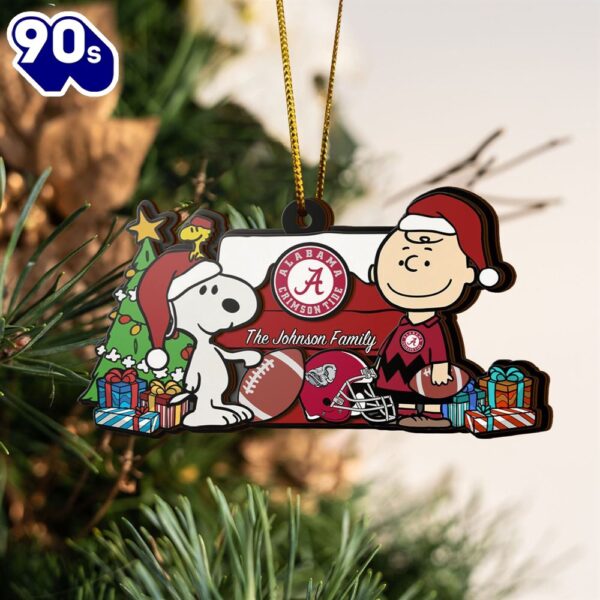 Alabama Crimson Tide Snoopy Christmas NCAA Ornament Custom Your Family Name