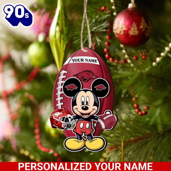 Arkansas Razorbacks And Mickey Mouse Ornament Personalized Your Name