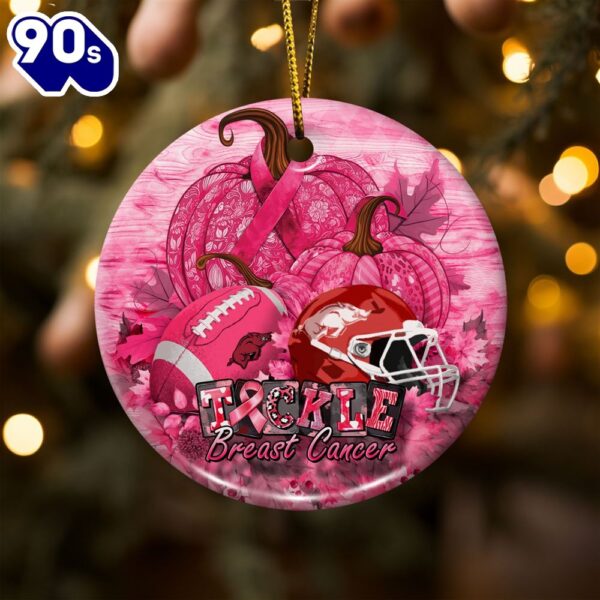 Arkansas Razorbacks  Breast Cancer And Sport Team Ceramic Ornament