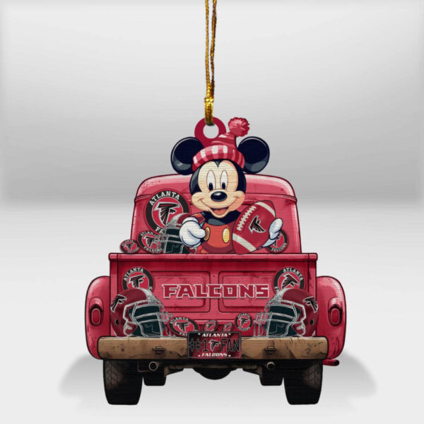 Atlanta Falcons Mickey Mouse Christmas Wood Ornament