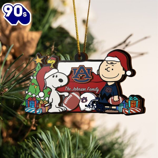 Auburn Tigers Snoopy Christmas NCAA Ornament Custom Your Family Name