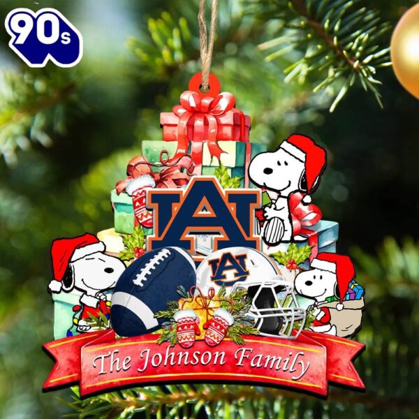 Auburn Tigers Snoopy Christmas NCAA Ornament Personalized Your Family Name