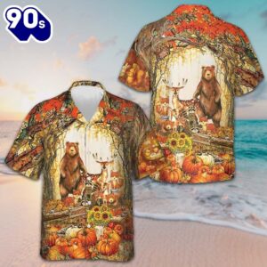 Autumn Animals Hawaiian Shirt Funny…