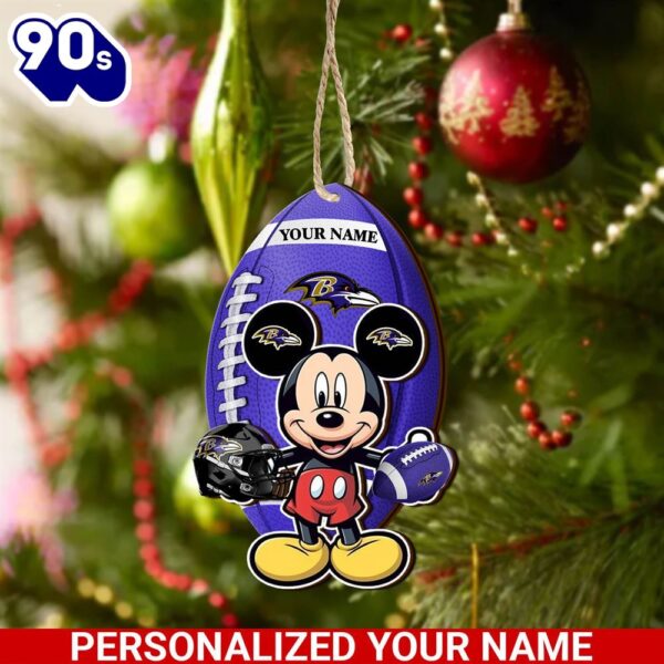 Baltimore Ravens And Mickey Mouse Ornament Personalized Your Name