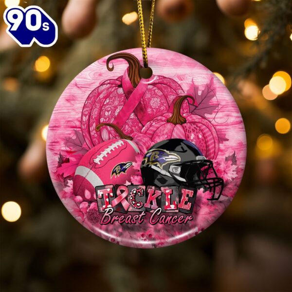 Baltimore Ravens  Breast Cancer And Sport Team Ceramic Ornament