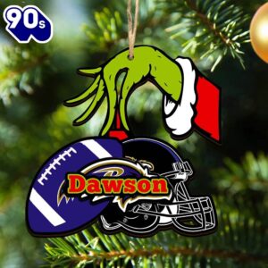 Baltimore Ravens Personalized Your Name Grinch And Football Ornament