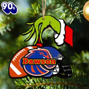 Boise State Broncos Personalized Your Name Grinch And Football Ornament