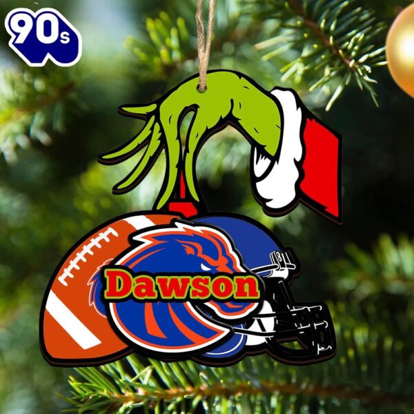 Boise State Broncos Personalized Your Name Grinch And Football Ornament