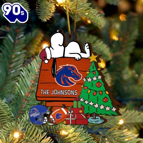 Boise State Broncos Snoopy Christmas NCAA Ornament Custom Name