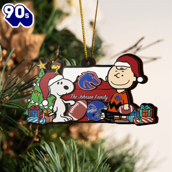 Boise State Broncos Snoopy Christmas NCAA Ornament Custom Your Family Name