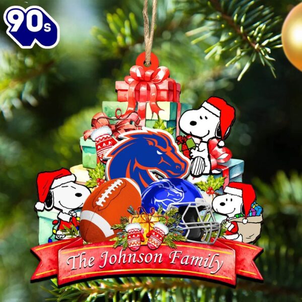 Boise State Broncos Snoopy Christmas NCAA Ornament Personalized Your Family Name