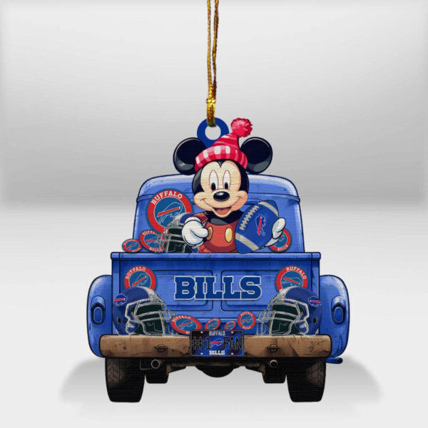 Buffalo Bills Mickey Mouse Christmas Wood Ornament