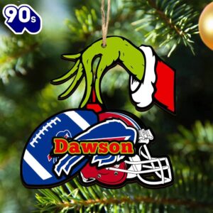 Buffalo Bills Personalized Your Name Grinch And Football Ornament