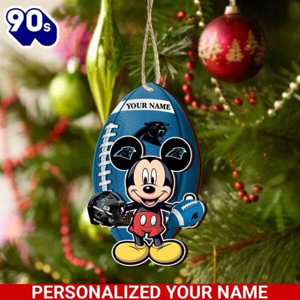 Carolina Panthers And Mickey Mouse Ornament Personalized Your Name
