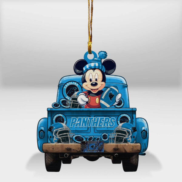 Carolina Panthers Mickey Mouse Christmas Wood Ornament