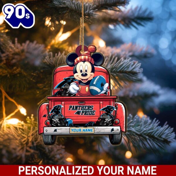 Carolina Panthers Mickey Mouse Ornament Personalized Your Name Sport Home Decor