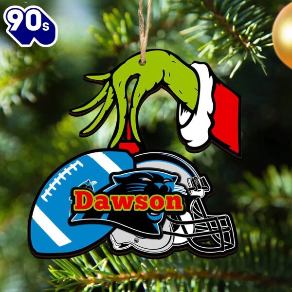 Carolina Panthers Personalized Your Name Grinch And Football Ornament