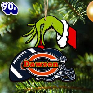 Chicago Bears Personalized Your Name Grinch And Football Ornament