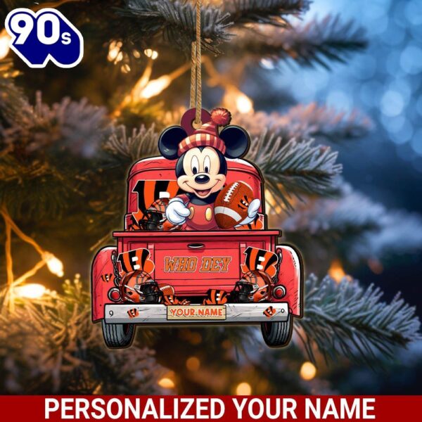 Cincinnati Bengals Mickey Mouse Ornament Personalized Your Name Sport Home Decor