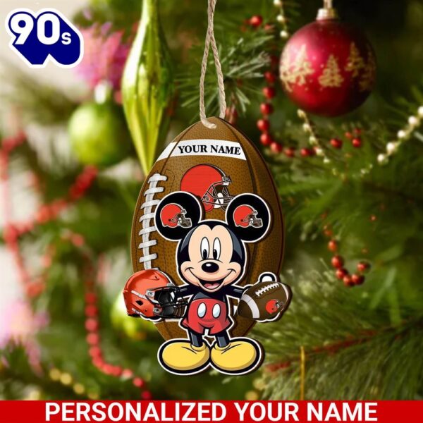 Cleveland Browns And Mickey Mouse Ornament Personalized Your Name