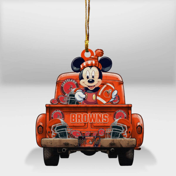 Cleveland Browns Mickey Mouse Christmas Wood Ornament