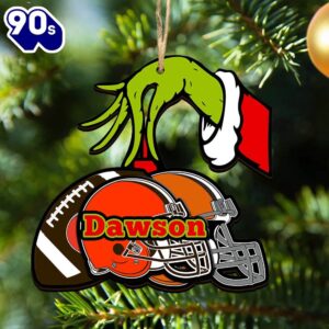 Cleveland Browns Personalized Your Name Grinch And Football Ornament