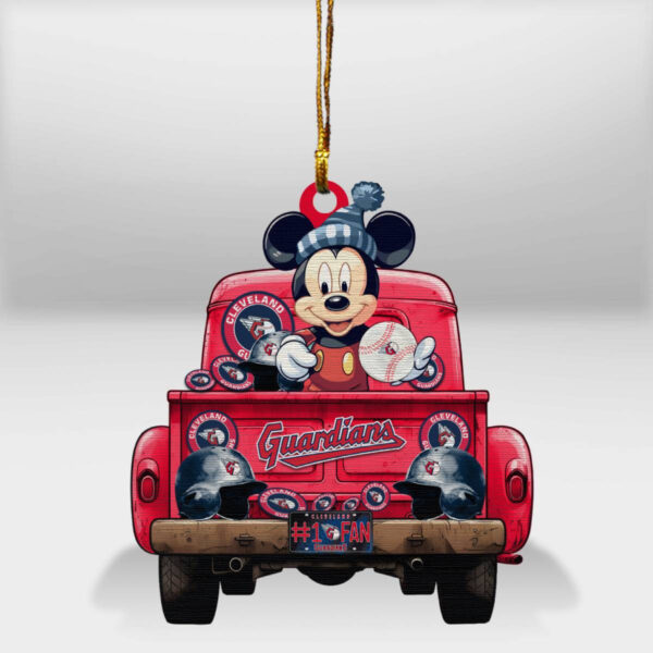 Cleveland Guardians Mickey Mouse Christmas Wood Ornament