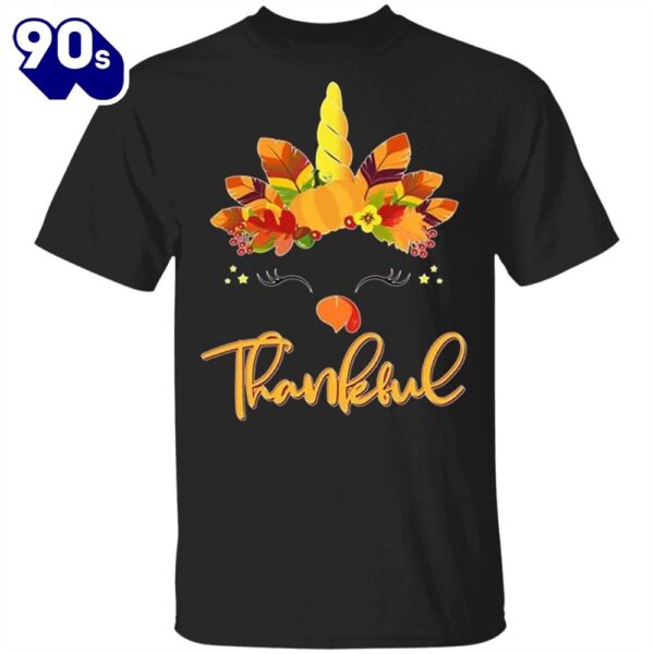 Cute Thanksgiving Unicorn Thankful Turkey T-Shirt Graphic 3D Gift For Girlfriends