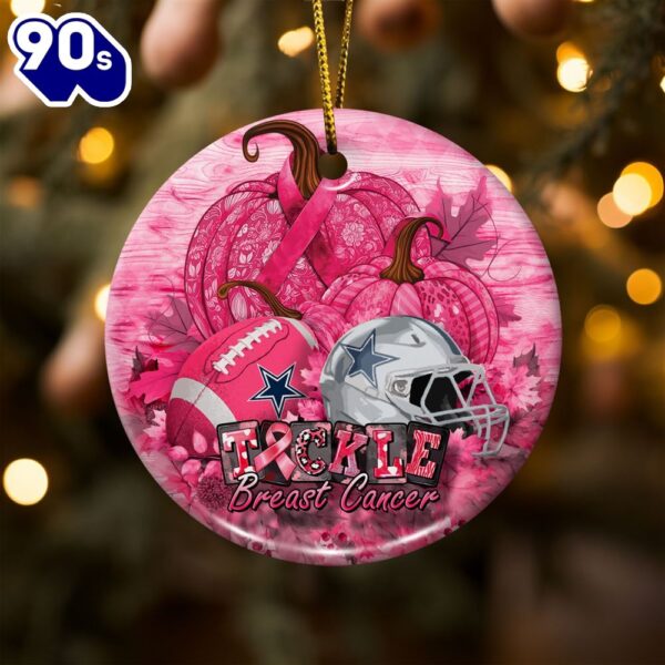 Dallas Cowboys  Breast Cancer And Sport Team Ceramic Ornament