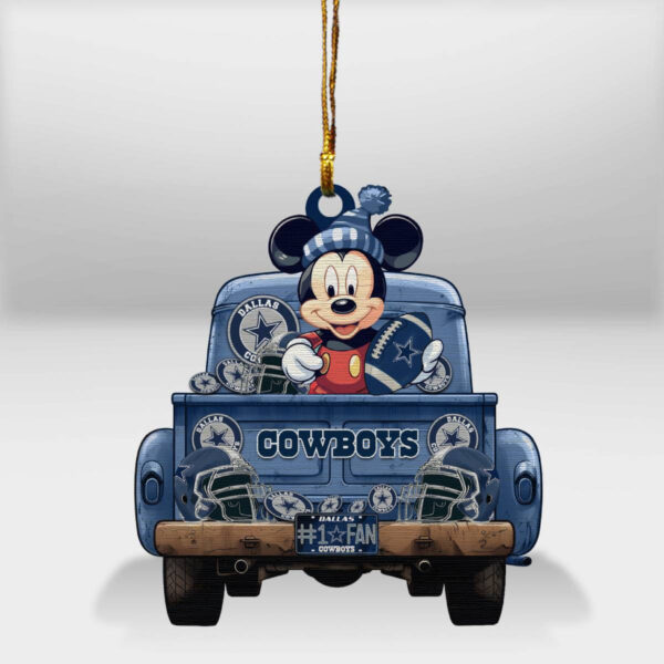 Dallas Cowboys Mickey Mouse Christmas Wood Ornament