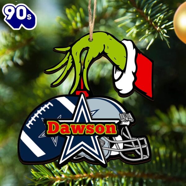 Dallas Cowboys Personalized Your Name Grinch And Football Ornament