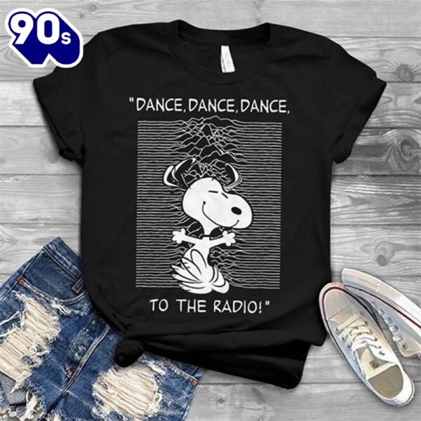 Dance Dance Dance To The Radio Snoopy T-shirt Black