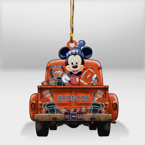 Denver Broncos Mickey Mouse Christmas Wood Ornament