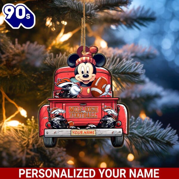 Denver Broncos Mickey Mouse Ornament Personalized Your Name Sport Home Decor