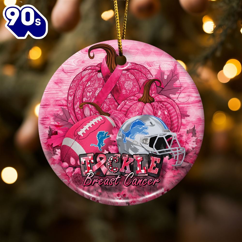 Detroit Lions Breast Cancer And Sport Team Ceramic Ornament Detroit Lions Breast Cancer And Sport Team Ceramic Ornament