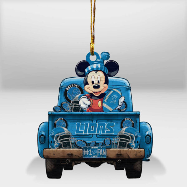 Detroit Lions Mickey Mouse Christmas Wood Ornament